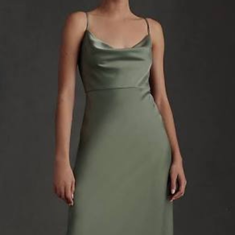 NWT! BHLDN Cali Satin Cowl-Neck Midi Slip Dress